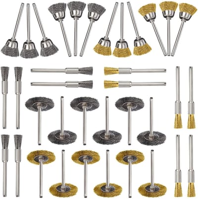 Dailygoods - Borstelset - Metaalborstels - Voor reinigen en polijsten - Goud en zilver - Roterende borstels - Geschikt voor boormachine en slijpmachin...