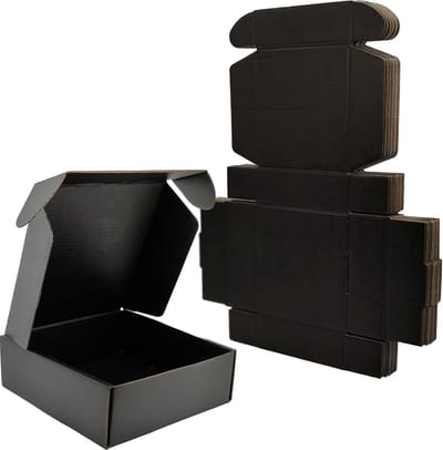 SnelShoppen - Kleine Verzenddozen 150x150x50mm - Zwarte Kartonnen Dozen voor Verpakking en Verzending - 25 Stuks - Perfect voor Cadeaus, Kleine Artike