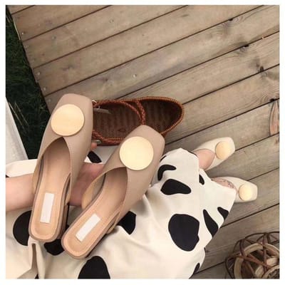 Designer Dames Pantoffels Instappers Muiltjes Platte Hak Casual Schoenen Britse Gesp Slides Houten Blokhakken Zomerschoeisel 37 kaki