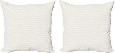 ABAKUHAUS Beige Decoratieve Kussenhoes, Set van 2, Fijne Klassieke Rijtjes, 50x50 cm, Gebroken Wit