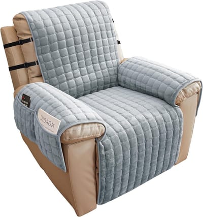 Recliner Stoelbeschermer voor 1 Persoon - Niet-Slip, Krassenbestendige Hoes met 4 Opbergvakken en 2 Verstelbare Banden - 53 x 190 cm