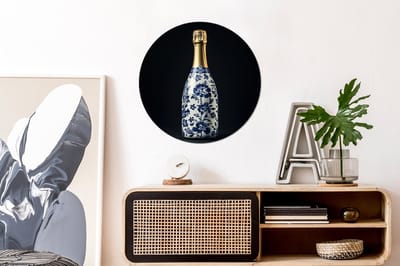 WallCircle - Wandcirkel - Muurcirkel - Champagne - Bloemen - Goud - Chique - Aluminium - Dibond - 60x60 cm - Binnen en Buiten