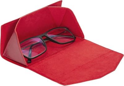 Vouwbare Leren Brilcase met Magnetische Sluiting - Geschikt voor Iedereen - Rood