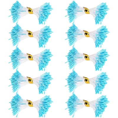 900 Pièces Étamines Perle Bleu Double Extrémité Cœur de Fleur Gypse Artificiel Fabrication de Bouquet blue