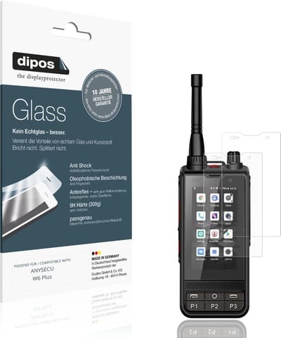 dipos – 2x Matte Pantserfolie geschikt voor ANYSECU W6 Plus | 9H Screenprotector