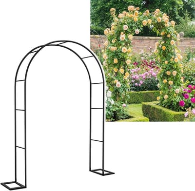Rozenboog Metaal - Tuinboog Klimplant - Decoratie Tuin - Dubbele Montage - 200 x 230 cm - Zwart
