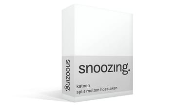 Snoozing - Katoen - Split - Molton - Hoeslaken - Tweepersoons - 140x200 cm - Wit