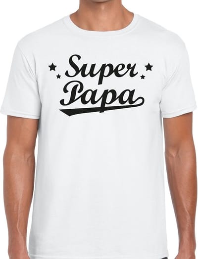 Super papa t-shirt wit voor heren - wit super papa cadeaushirt - vaderdag shirt S
