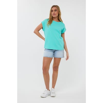 EsQualo T-shirt Rolled Up Slve Lagoon Maat: S | Tops Outlet | Dames | Blauw