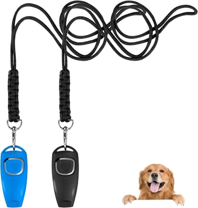 2-in-1 Hondenfluit en Clicker voor Training, 2 Stuks Hondenfluiten met Sleutelhanger voor Stoppen met Blaffen en Terugroepen