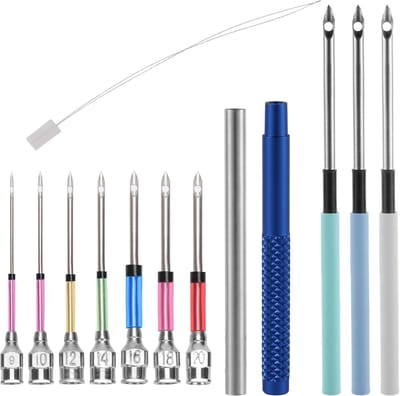 Punch Needle Kit, Punch Borduurset met 7 Maten Punch-Naaldkoppen Punch Needle Starter Kit voor Volwassen Beginners Flossen Kruissteek DIY Ambacht
