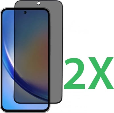 Privacy Screenprotector Glas - Tempered Glass Screen Protector Anti-Spy Geschikt voor: Samsung Galaxy A35 5G - 2x beschermglas - Anti Spy - ZT Accessoires