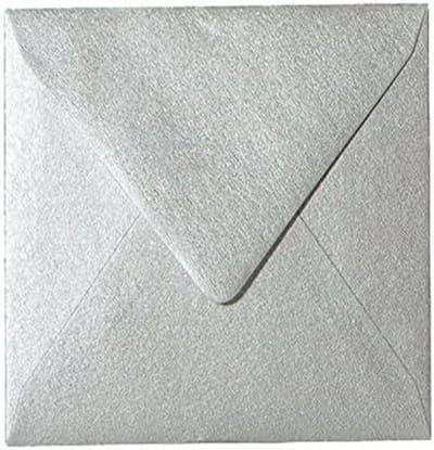 50 Vierkante Enveloppen Zilver 16x16 cm – 160x160 mm Luxe Sluiting