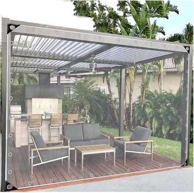 Transparante Dekzeilen - Zijpanelen Gordijnen - Buiten Beschermen - Waterdicht Anti Traan - 350x220cm - Helder