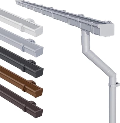 Dakgootset PVC-U - Regengoot Bakgoot - Tuinhuis Afwatering - Los Nabestelbare Delen - NW68 5 Meter - Grijs