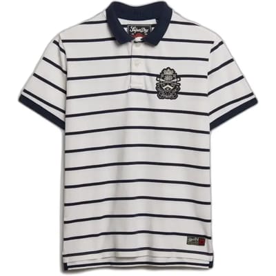 Superdry Crest Stripe Korte Mouw Poloshirt Wit L Man