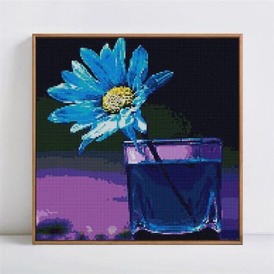 Diamant schilderij landschap diamant borduurwerk kop en bloem 5D DIY foto 30x30CM blue