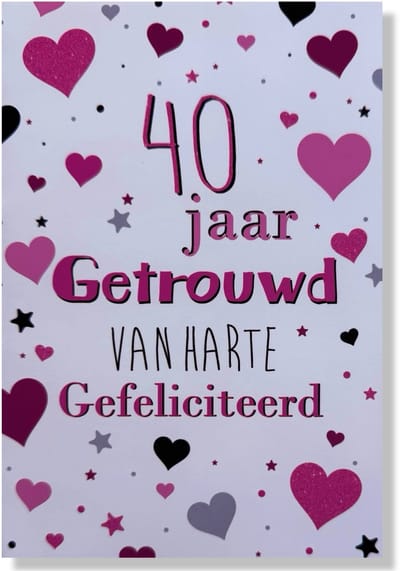 40 jaar Getrouwd! Luxe Robijnen huwelijk wenskaart 40 jarig jubilieum - 12x17cm - Gevouwen kaart inclusief envelop - Huwelijkskaart'