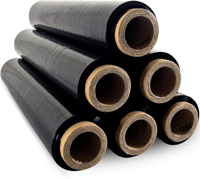 Zwarte Stretchfolie Rollen voor Verpakking en Palletisering (6 Stuks)