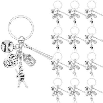 Dailygoods- Sleutelhanger Sportthema - 20 Stuks - Zilveren Metalen Sleutelhangers - Honkbal Bedels - DIY Decoratie - Souvenirs voor Bruiloft
