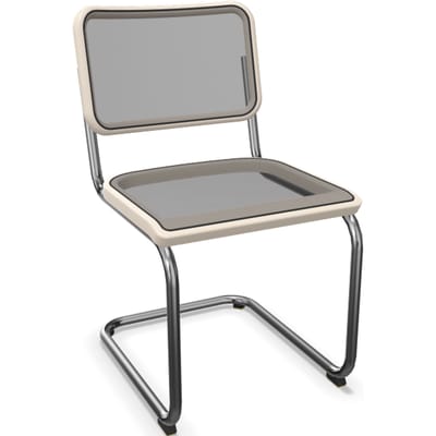 Thonet S  32 N Cantilever stoel - Beuken wit gebeitst - kunststofglijder zwart met vilt