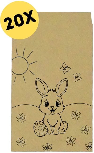 20 kleine kraft paaszakjes - inkleurbaar - 8,5 x 13,2 cm