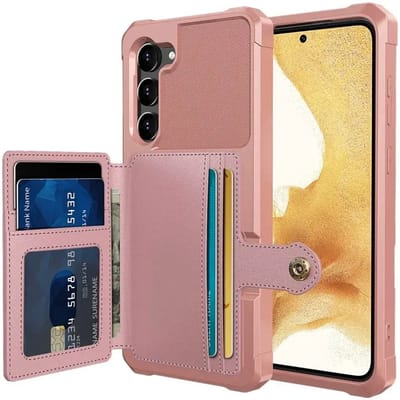 Portemonnee Hoesje Geschikt voor de Samsung Galaxy S23 Plus - Back Cover met Pasjeshouder - Telefoonhoesje voor Pinpas - Kaarthouder op Achterkant - Case met Magneet voor Auto Houder Roze