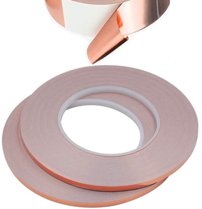 Premium Koperfolie Tape - Supergeleidend - 50m x 5mm - EMI en RF Shielding, Elektrische Reparatie, Handwerk - 2 Stuks voor Creatieve Projecten