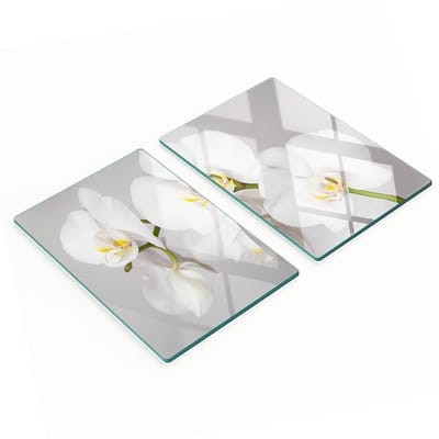 Decoratieve glazen snijplanken voor in de keuken met orchideeënmotief, 2x40x52 cm