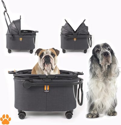 Dierentransportbox voor kleine honden en huisdieren tot 8 kg - Lichtgewicht hondenbuggy met wielen en modern design