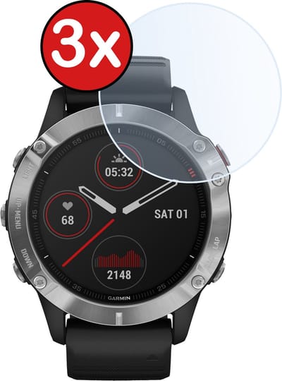 Screenprotector - 3 Stuks - Geschikt voor Garmin Fenix 6 - Sterk & Shockproof - Tempered Glass - Gehard Glas - Beschermglas Screen Cover - Bescherm Protector voor Smartwatch