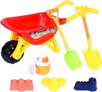 Zandspeelgoed Kinderen - Zandbak Speelset - Buiten Spelen - Draagbare Kruiwagen - 7 Delig - Rood