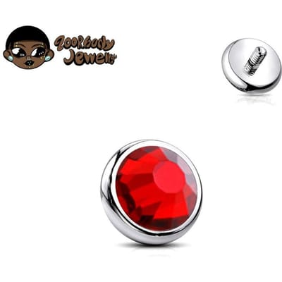 1 pièce Ancre Dermique Titane Astm F136 Fond Plat Dôme Ornement Supérieur Bijoux Corporels Uniques Design Délicat Piercing Pour Femmes 14G 4mm&Round&Retainers & Hide-it Jewelry&Body red