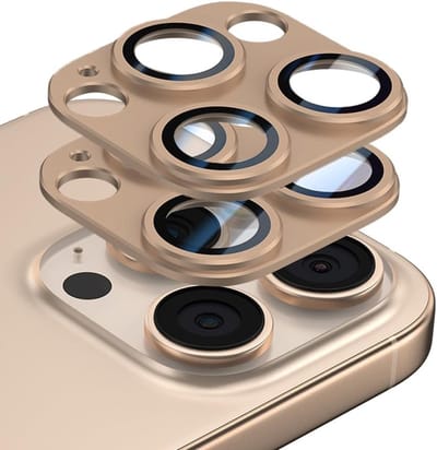 Camera Lens Screen Protector 2-Pack voor iPhone 16 Pro Max - Sterke Hechting, Krasbestendig en Compatibel met Telefoonhoesjes (Goud)