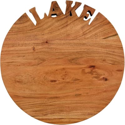 Houten Snijplank - Kaasplank Serveerplank - Keuken Decoratie - Uitgesneden Tekst - 35 cm Diameter - Natuurlijk Hout