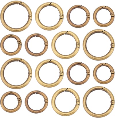 Dailygoody - Karabijnhaak - O-ring - Antiek brons - Sleutelhanger - Verstevigingsclip - Voor tas - 16 stuks