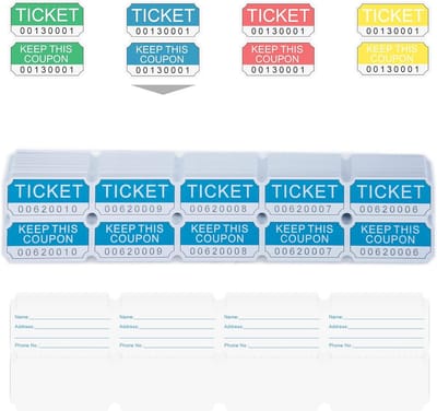 DGBDPACK 250 blauwe dubbele loterijtickets, 50/50 loterijtickets geschikt voor loterijen, loterijen en deurprijzen (blauw)