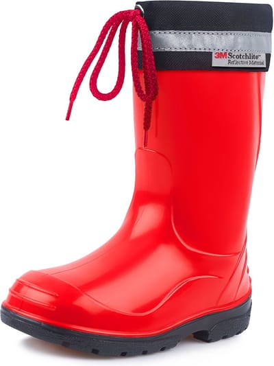 Ladeheid Kinder Regenlaarzen - Rubber - Hoog met Veters - PVC - Waterdicht – Rood Zwart – 27 - LA-LMG-972-Kim
