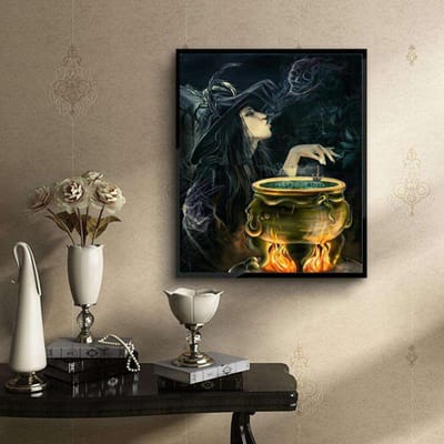 5D bricolage diamant peinture  diable et sorcière  diamant broderie point de croix mosaïque peinture 20X30CM black
