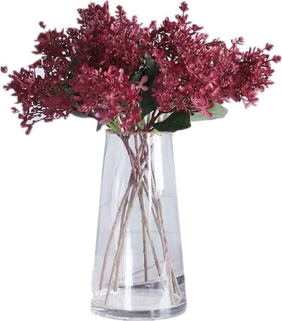 6 stuks kunstmatige bloem 35 cm winter jasmijn, buiten vervaagt niet kunstbloem, nep kleine wilde bloemen voor keukentafel middelpunt vaas, thuis groen bruiloft achtergrond boog muur (wijnrood)