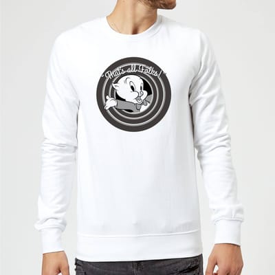 Looney Tunes Porky Pig Circle Logo Trui - Wit - S
