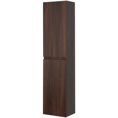 Aquazuro Hoge Badkamerkast Napoli 40cm - Geribbeld Notelaar Houtlook - Met 2 Deuren - 40x176x30cm