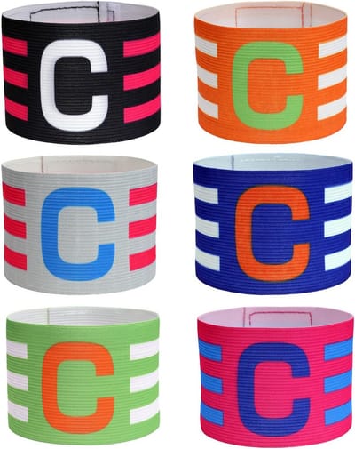 Captain's Bracelets Set - 6 Stuks Verstelbare Sportarmbanden voor Voetbal, Hockey en Rugby