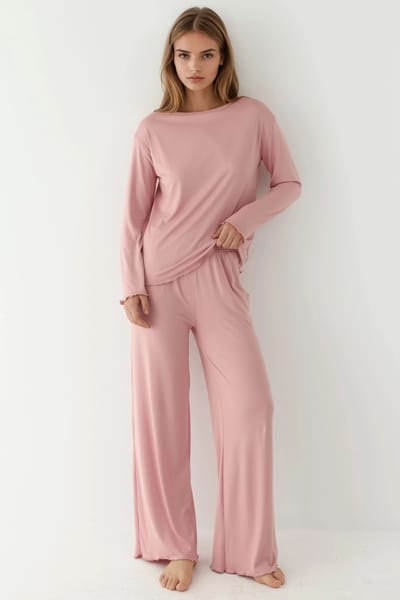Gezellige Relaxed Fit Lange Mouwen Pyjama Set