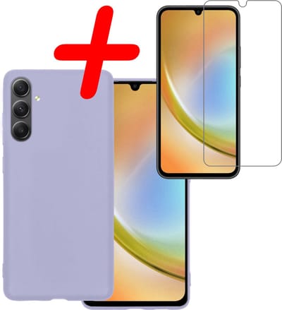 Hoesje Met Screenprotector - Geschikt voor Samsung Galaxy A34 - Sterk & Shockproof - Back Cover - Siliconen Case - Telefoon Hoes - Lila