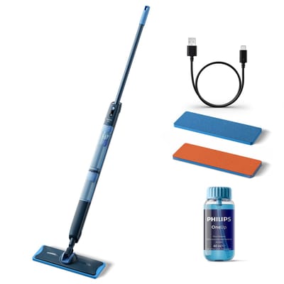 Philips OneUp Elektrische Dweil 5000 series XV5113/01 + Extra oranje dweilpad - Dweilsysteem - Vloerreiniger - Vuil water opzuigen - 2 standen - 70min dweilen - Geen emmer nodig