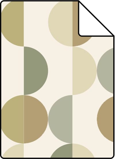 Proefstaal ESTAhome behang grafisch motief groen en beige - 26.5 x 21 cm - 131992-S