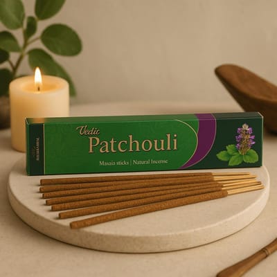 6x Bâtonnets d'Encens Masala Patchouli roulés à la main, 12 Bâtonnets