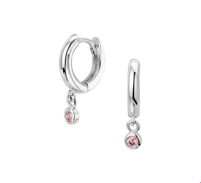 Huiscollectie klapoorring Zirkonia Zilver Gerhodineerd Glanzend