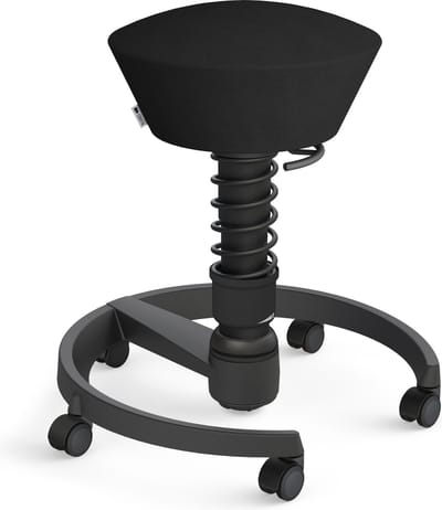 Aeris swopper - ergonomische kruk - zachte wielen - harde ondergrond - microvezel - zwart
